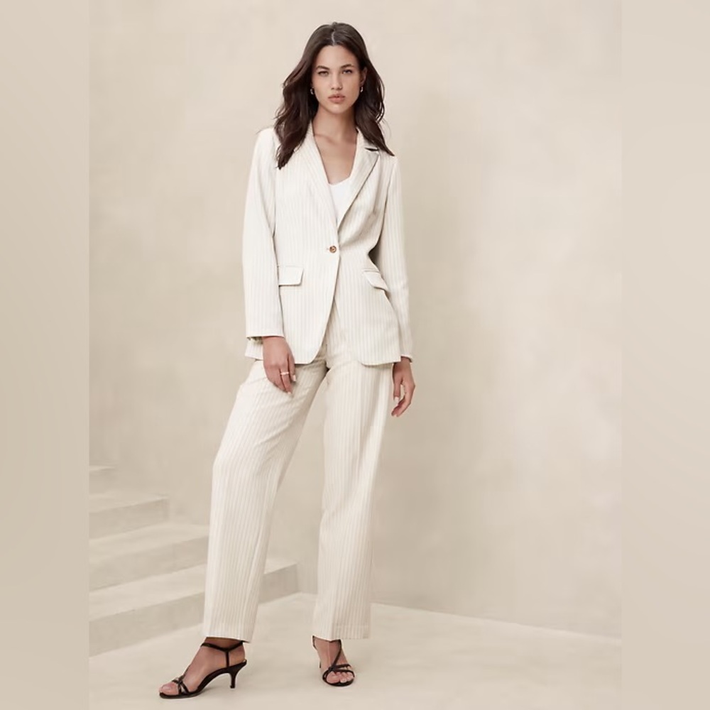 Banana Republic Cream Striped Women's Pantsuit